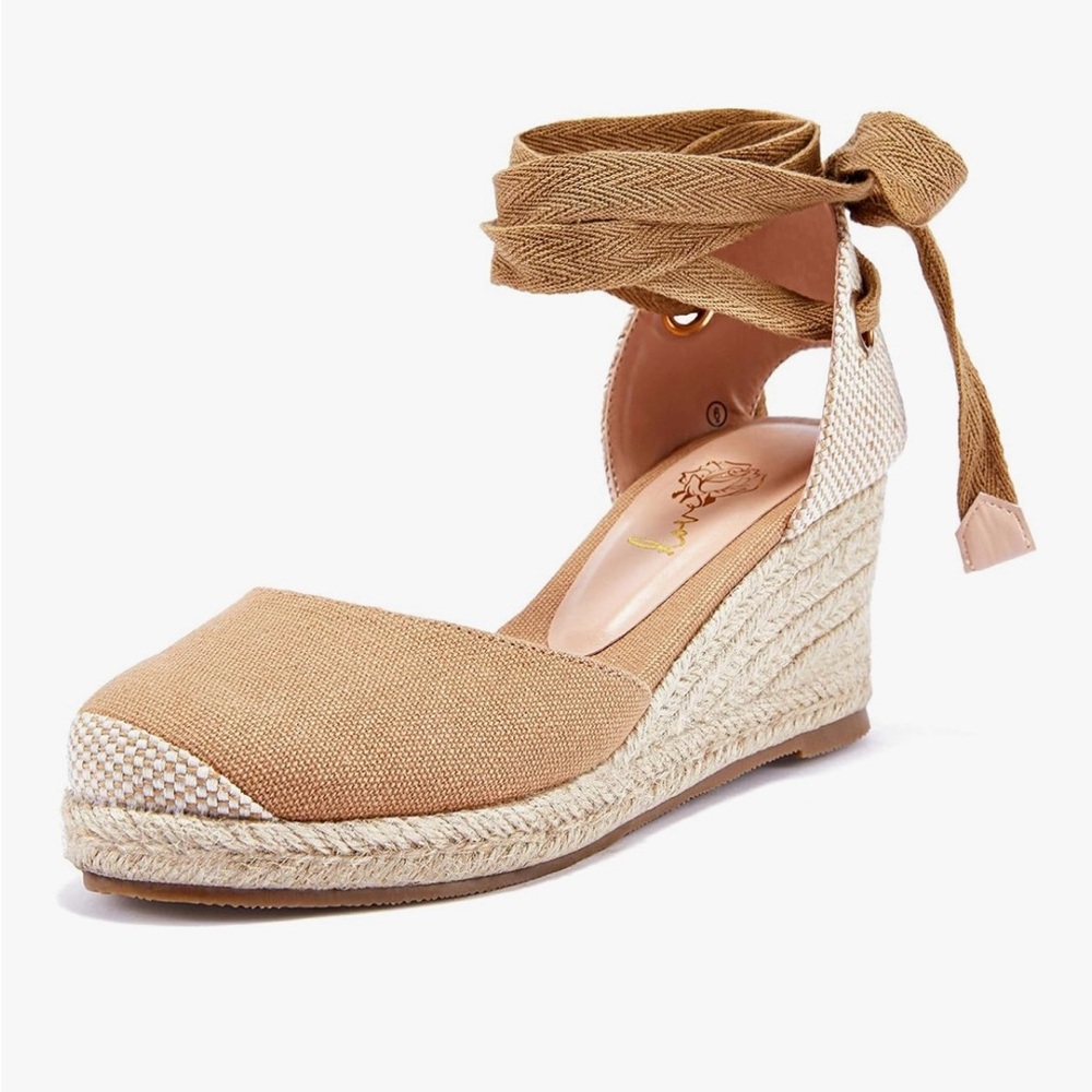 Elegant Tan Espadrille Wedge NEW IN BOX